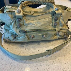 Balenciaga mint green city bag